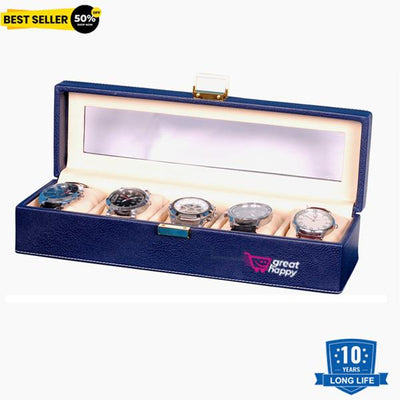 Premium Leather Watch Organizer Box Great Happy IN 5 SLOT - ₹1299 
