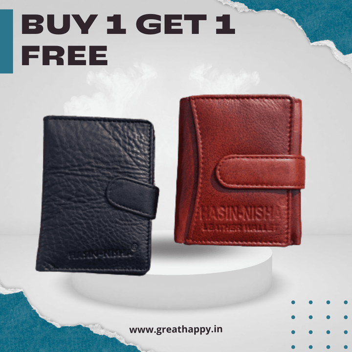 Men's Leather Wallet - RFID Blocking Anti-Theft ( Buy 1 Get 1 Free ) Great Happy IN 