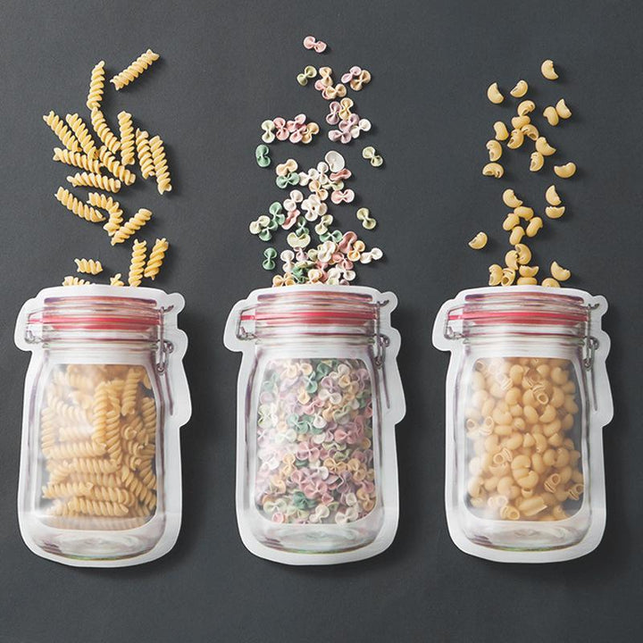 Jar Shape Storage Pouch - Reusable & Dishwasher Safe Great Happy IN Medium (400gram) - 14 pcs 