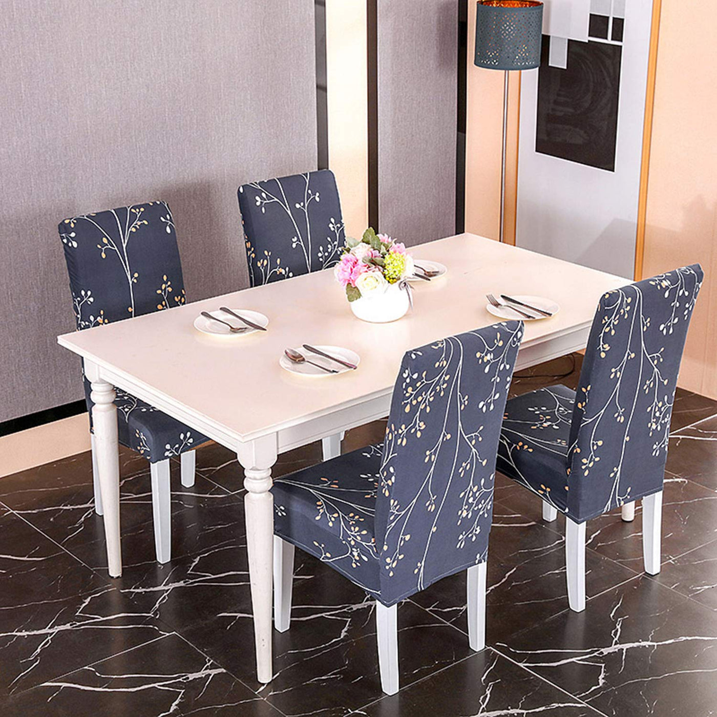 Premium Chair Cover - Stretchable & Elastic Fitted Great Happy IN Midnight Branch 2 PCS - ₹799 