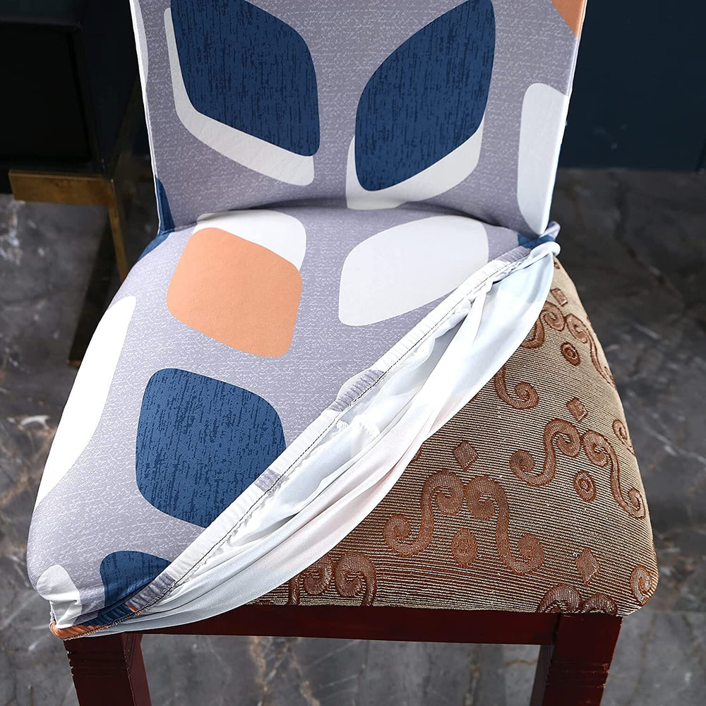 Multi Block Premium Chair Cover - Stretchable & Elastic Fitted Great Happy IN 