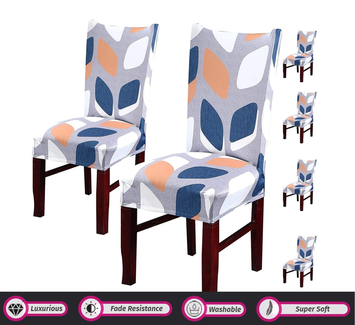 Premium Chair Cover - Stretchable & Elastic Fitted Great Happy IN Multi Block 2 PCS - ₹799 