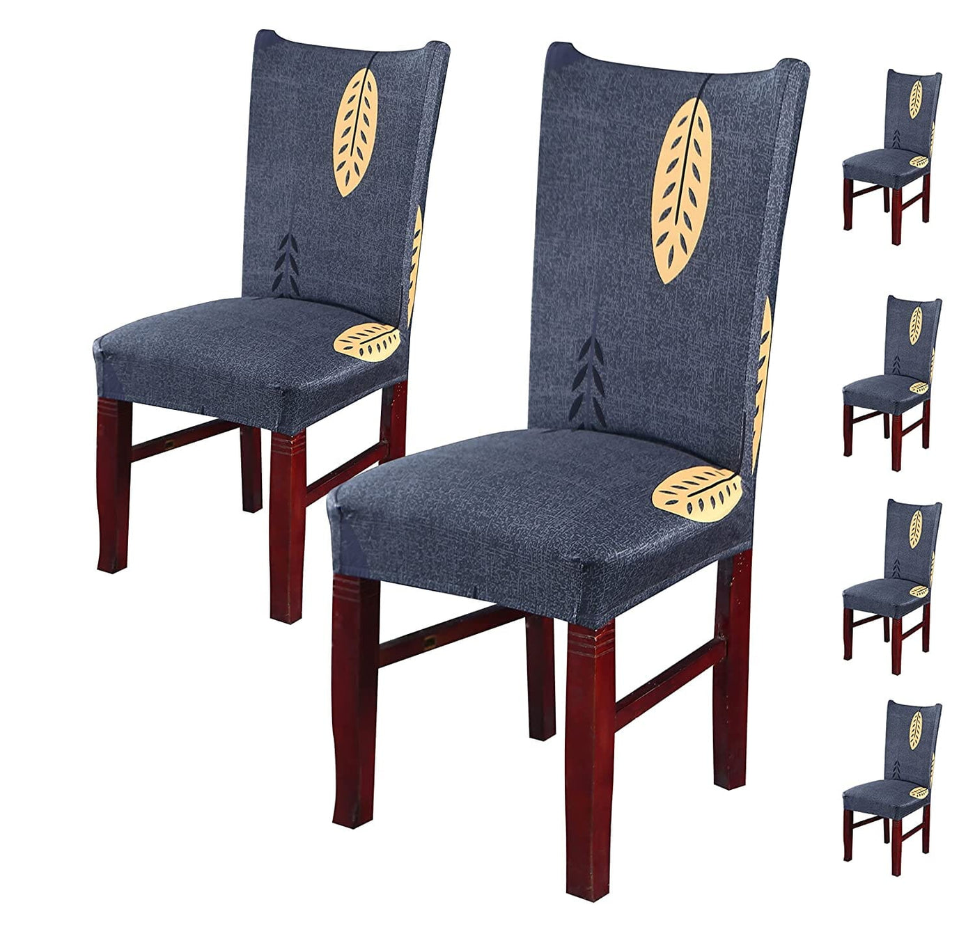 Mustard Leaf Petals Premium Chair Cover - Stretchable & Elastic Fitted Great Happy IN 