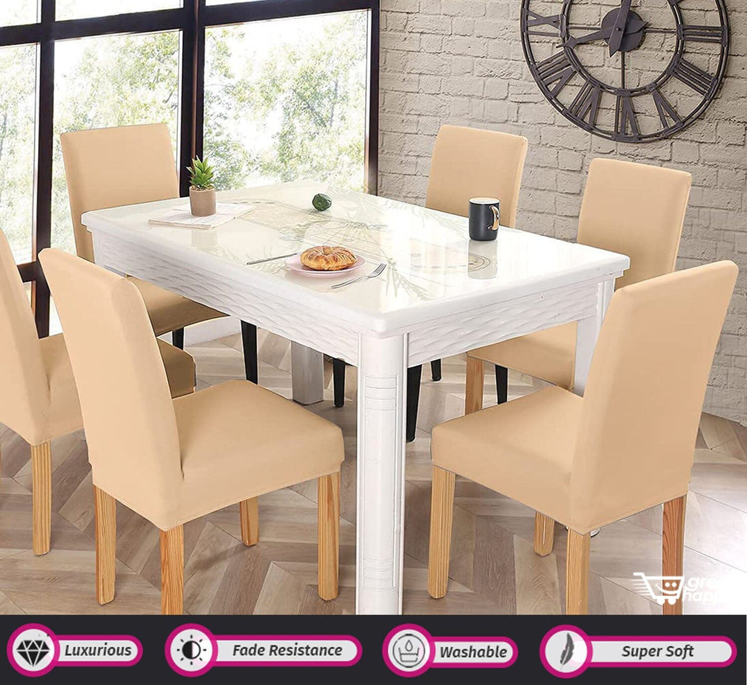 Beige Premium Chair Cover - Stretchable & Elastic Fitted Great Happy IN 2 PCS - ₹799 