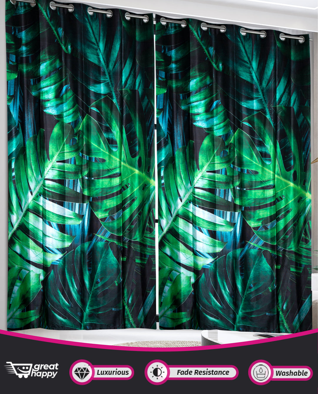 Digital Blackout Curtains - 2PCS Great Happy IN 