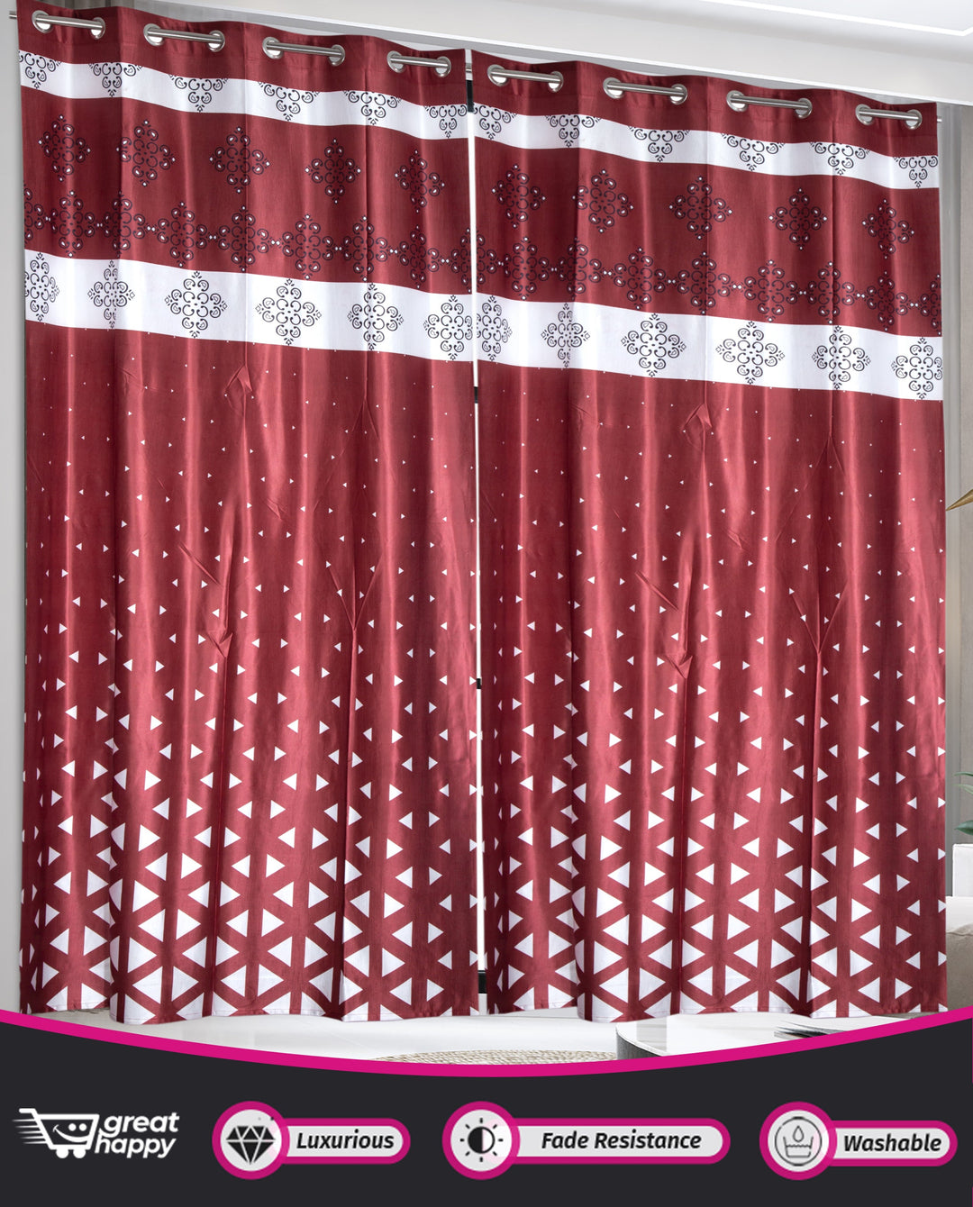 Digital Blackout Curtains - 2PCS Great Happy IN 