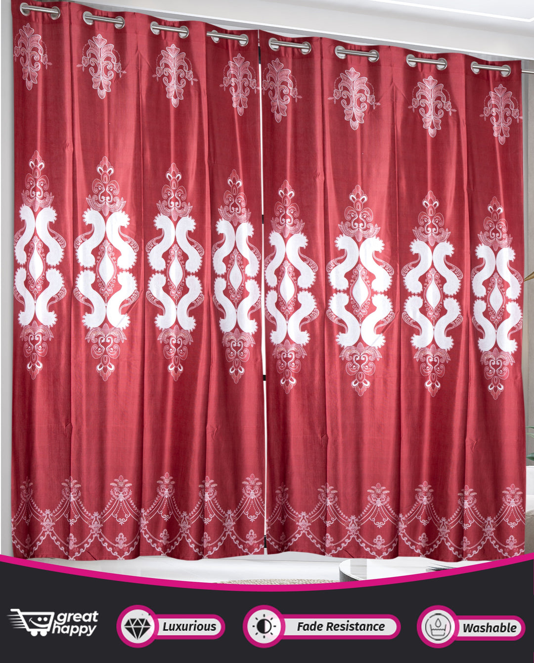 Digital Blackout Curtains - 2PCS Great Happy IN 