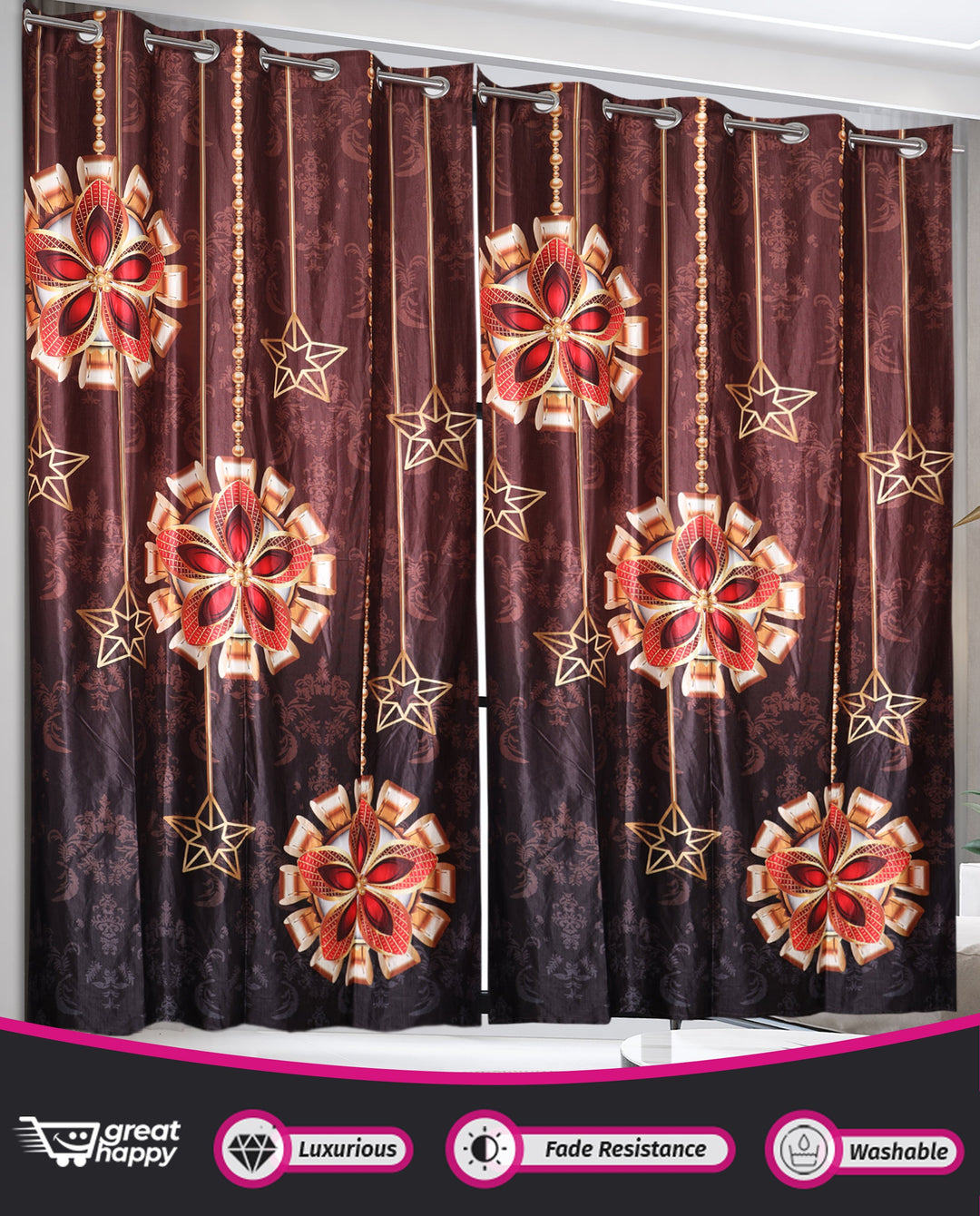 Digital Blackout Curtains - 2PCS Great Happy IN 