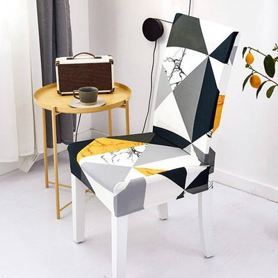 Premium Chair Cover - Stretchable & Elastic Fitted Great Happy IN Yellow Black Prism 2 PCS - ₹799 