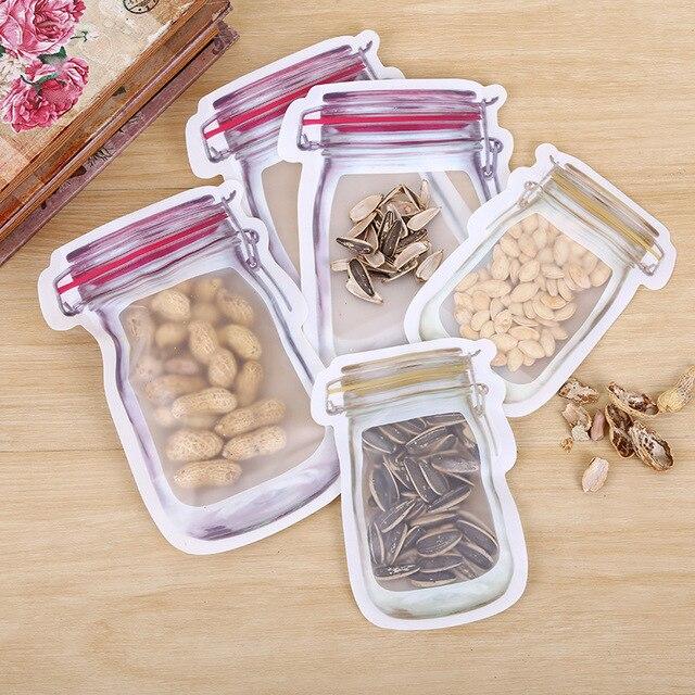 Jar Shape Storage Pouch - Reusable & Dishwasher Safe Great Happy IN Small (200 grams) - 6 pcs 